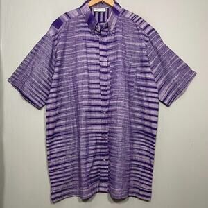 Khadi Cotton Mens Size XXL Purple Handspun Woven Cotton Ethnic Button Up Shirt